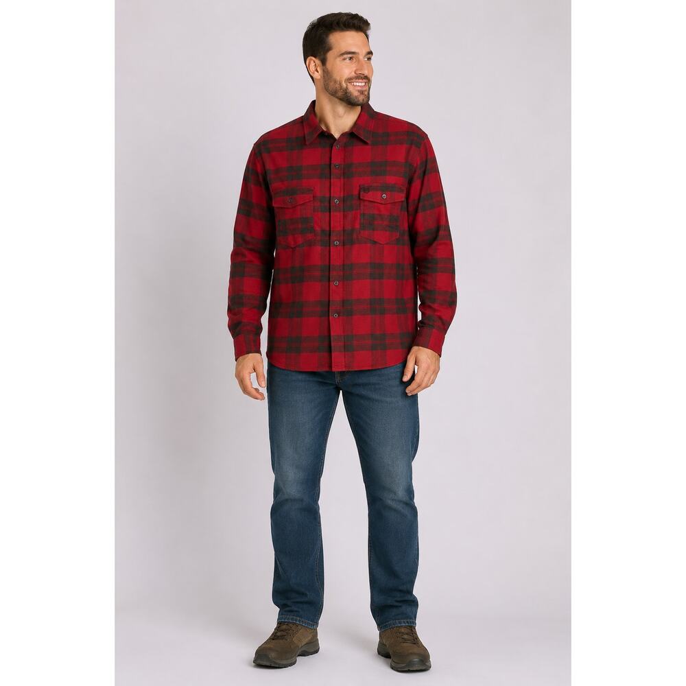 MTN OPS Tamarack Tech Button Up Flannel Shirt Mens 2XL Brick Red Long Sleeve New